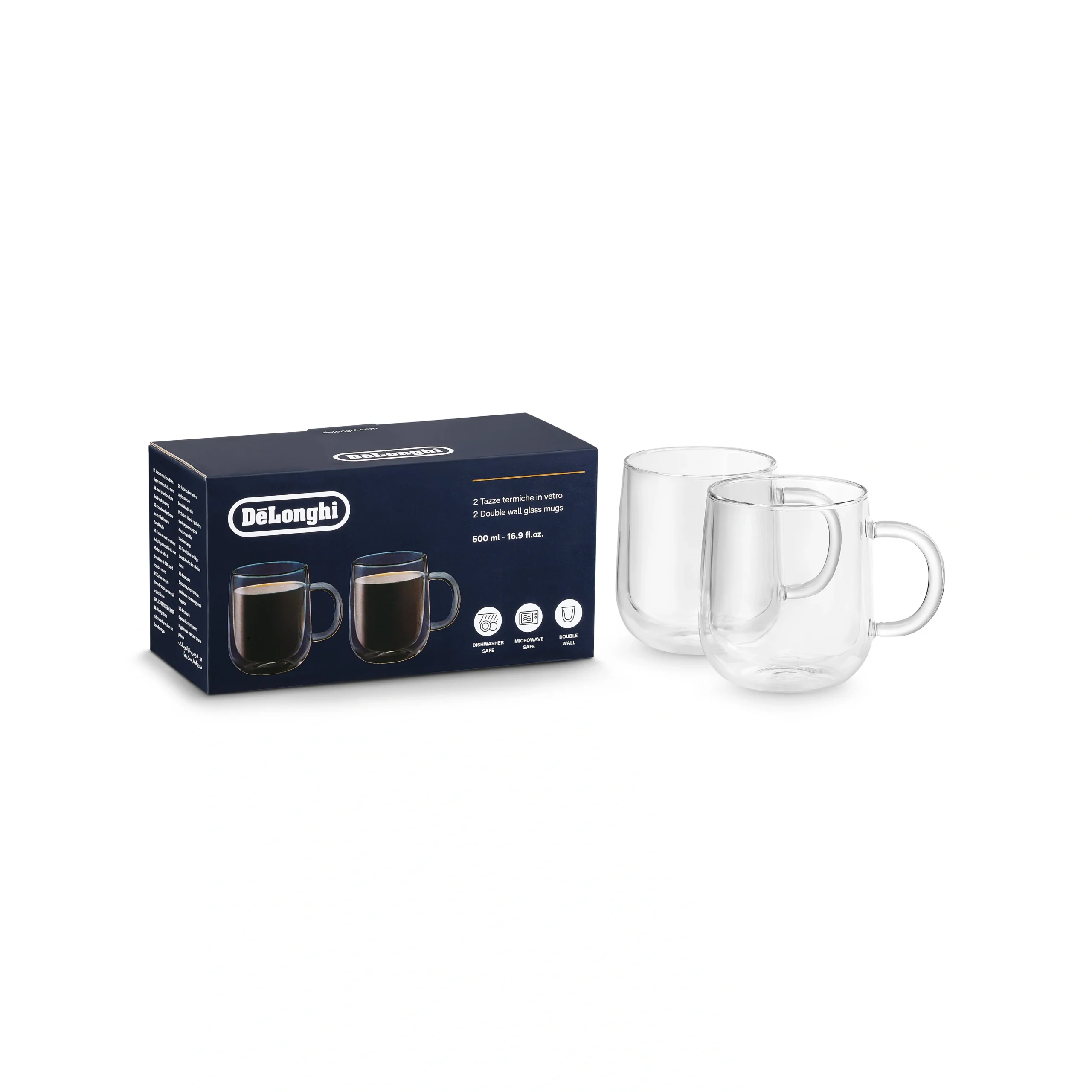 DeLonghi Set of 2 Double Wall Mugs